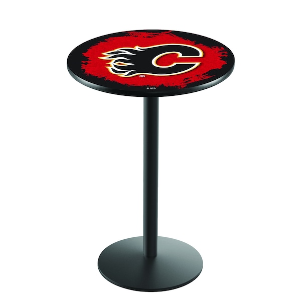 42" Blk Wrinkle Calgary Flames Pub Table